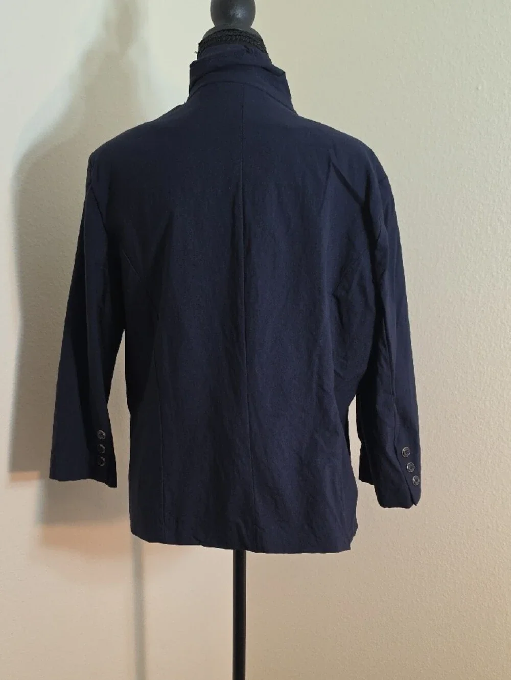 Dress Barn Navy Single-Button Stand Collar Blazer